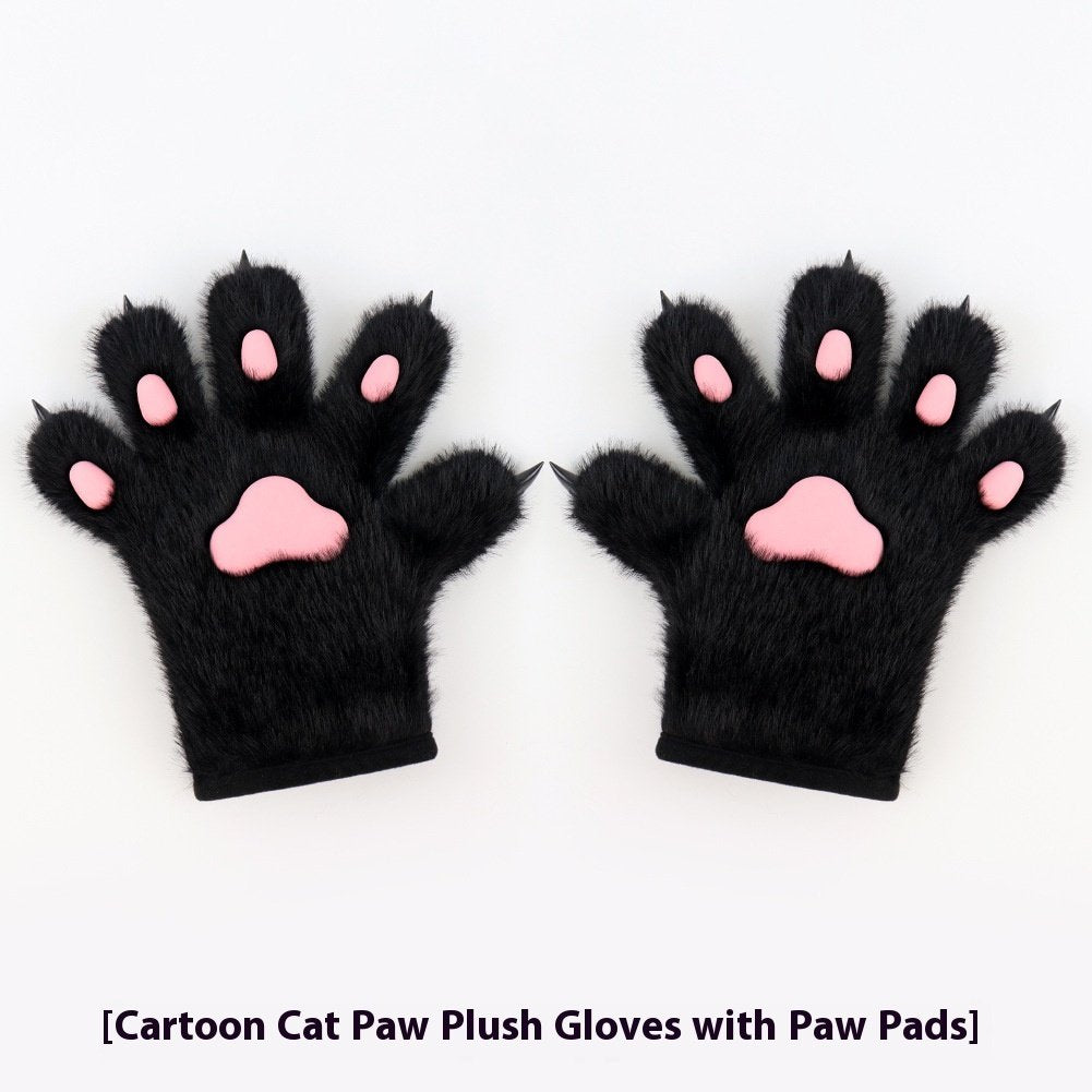 Warm Cat Paw Gloves Plush Mittens for Women