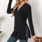 Women's Slim-Fit Button Cardigan Long Sleeve Knit Top