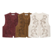 Retro Art Women's Suede Vest Jacket