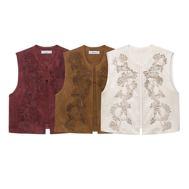 Retro Art Women's Suede Vest Jacket