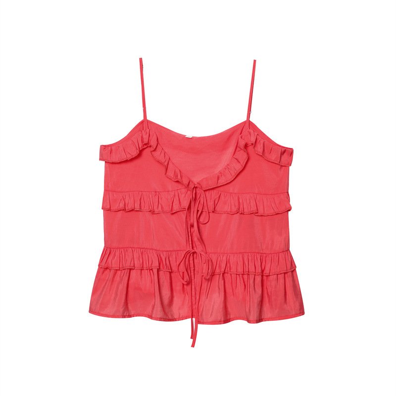 Relax with Comfort: Watermelon Red Floral Camisole