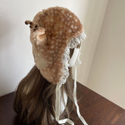 Cute Deer Plush Elk Winter Hat for Women