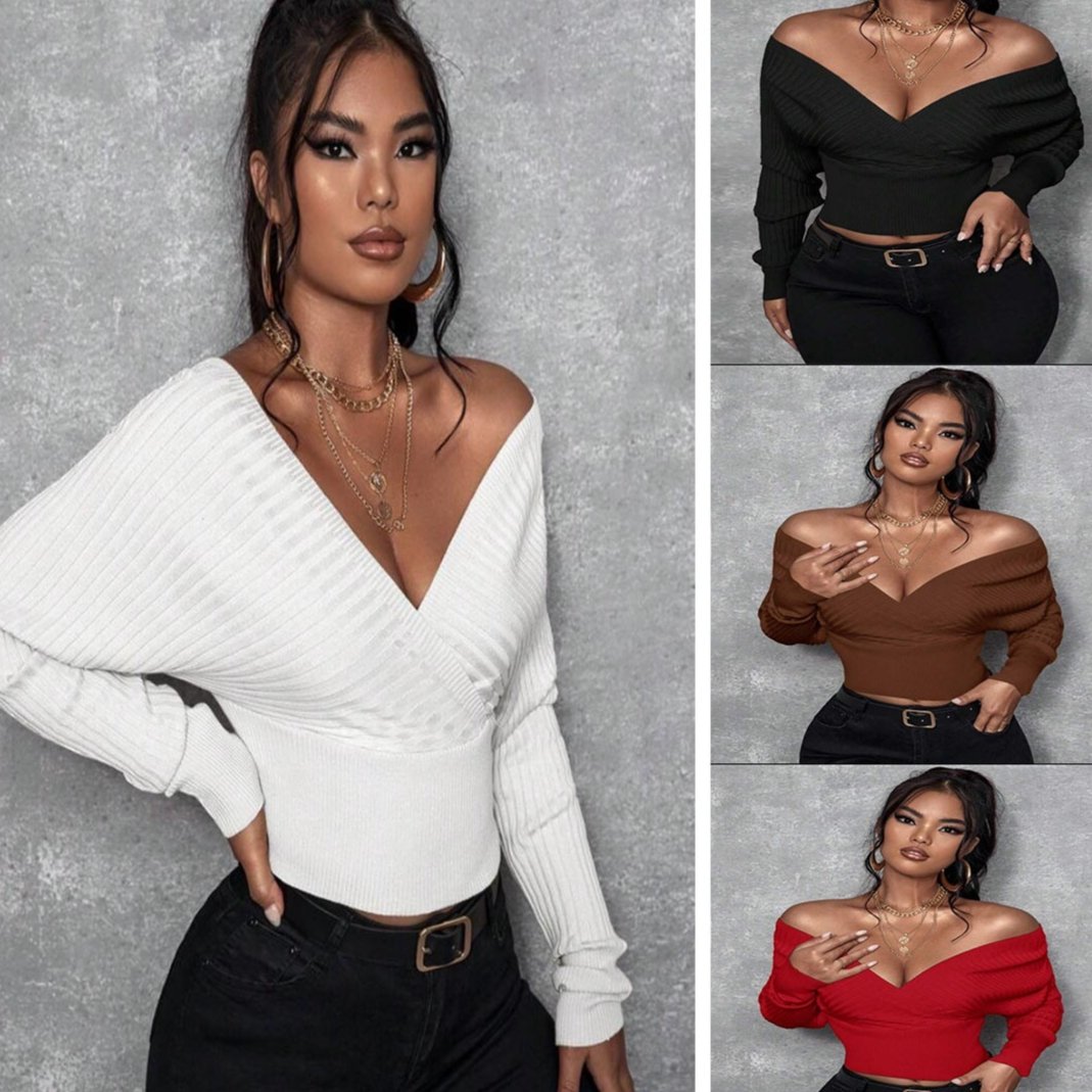 Women's Off-Shoulder Two-Way Knitted Top