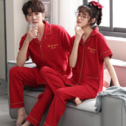 Cozy Couple Pajamas Set - Red Animal Print