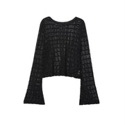 Women's Hollow Jacquard Mesh Pullover Sweater