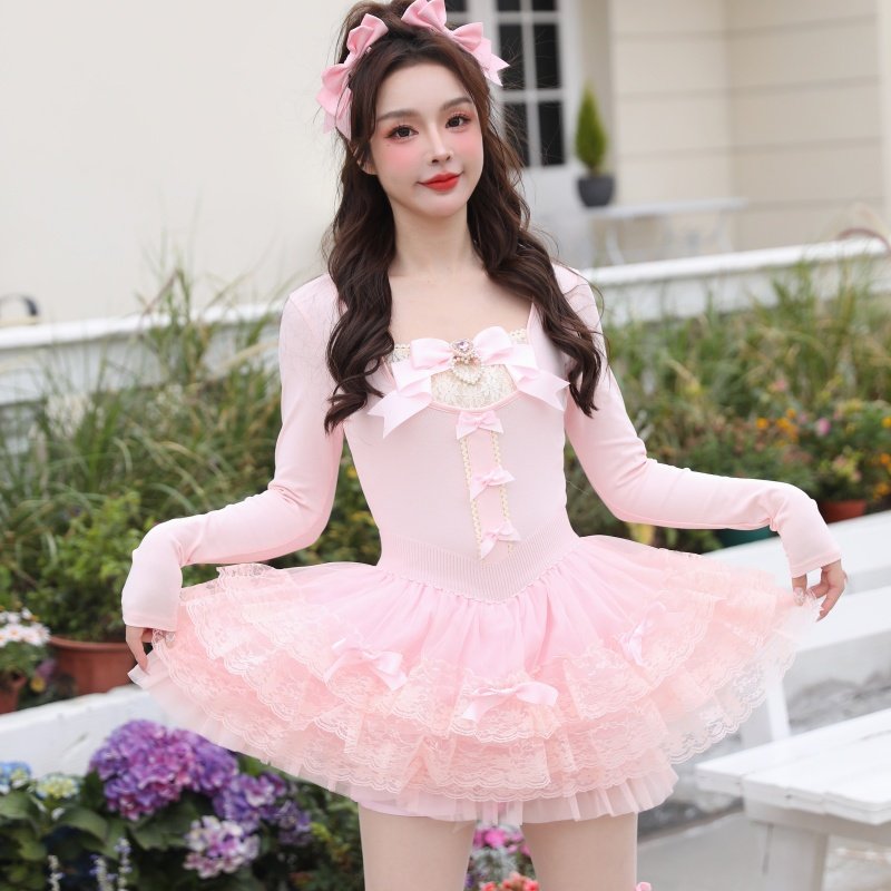 Elegant Bow & Pearl Slimming Ballet Top