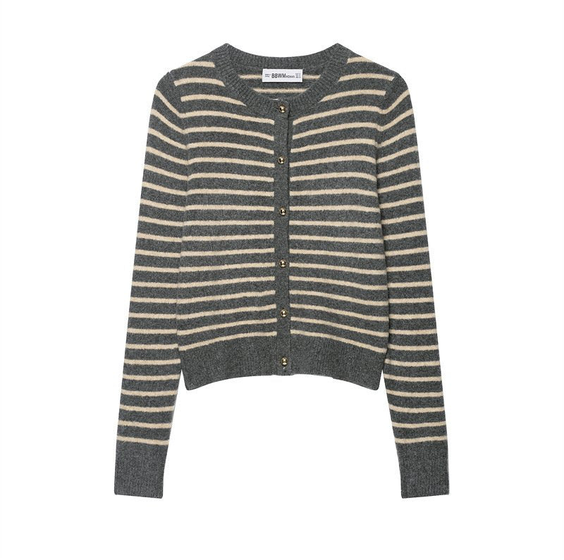 Casual Striped Knitted Cardigan for Women
