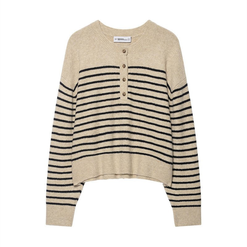 Cozy Striped Casual Pullover Sweater for Women