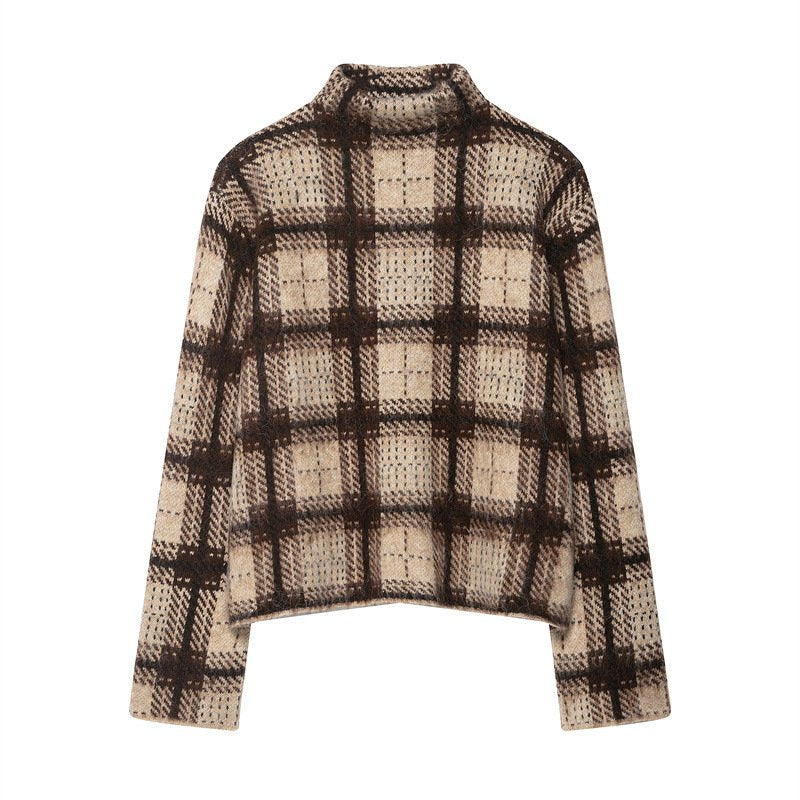 Cozy Oversized Plaid Sweater for Women