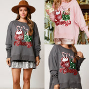 Gray Sequined Casual Pullover Sweater