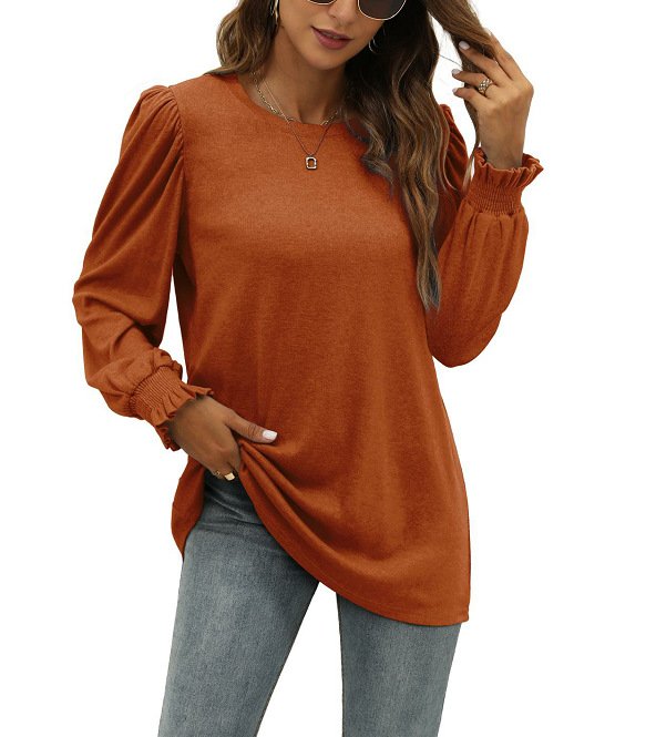 Cozy Cashmere Blend Puff Sleeve Top for Women