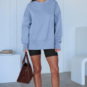 Velvet Bat Wing Hoodie with Side Slit Patchwork