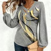 Chic Geometric Print Long Sleeve Women's Sweater