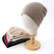 Women's Cashmere Knit Hats with Curled Brim