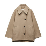 Women's Warm Wool Blend Lapel Short Coat