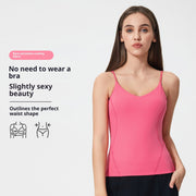 Breathable Cami Top for Women - Sexy Yoga Wear with Chest Pad