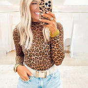 Women's Mesh Long Sleeve High Collar Pullover