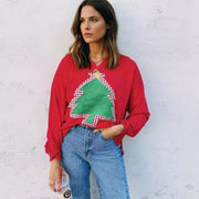 Cozy Christmas Tree Off-the-Shoulder Sweater