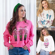 Christmas Sequins Casual Sweatshirt for Women - Cozy Long Sleeve Pullover