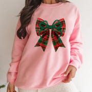 Cozy Plaid Bow Christmas Sweatshirt for Women