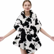 Warm Leopard Print Plush Scarf Shawl for Women