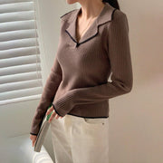 Chic V-Neck Vertical Stripe Pullover Sweater