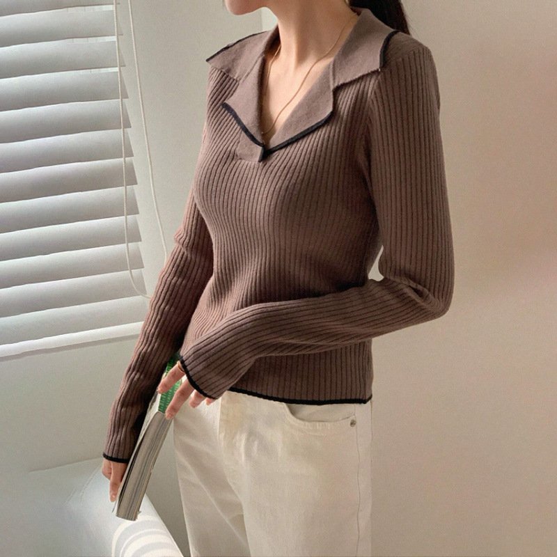 Chic V-Neck Vertical Stripe Pullover Sweater