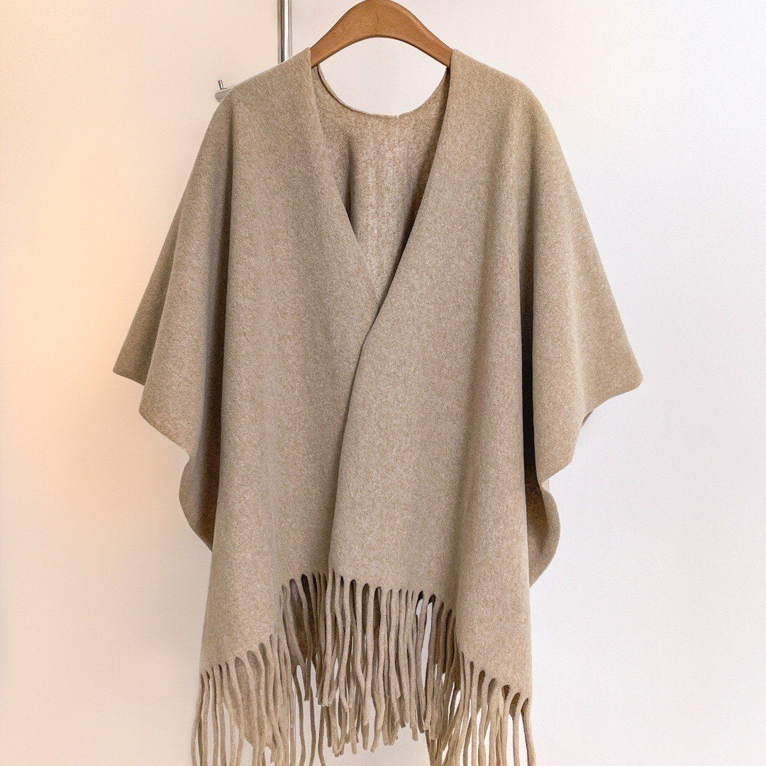 Warm Solid Color Cloak Robe for Winter