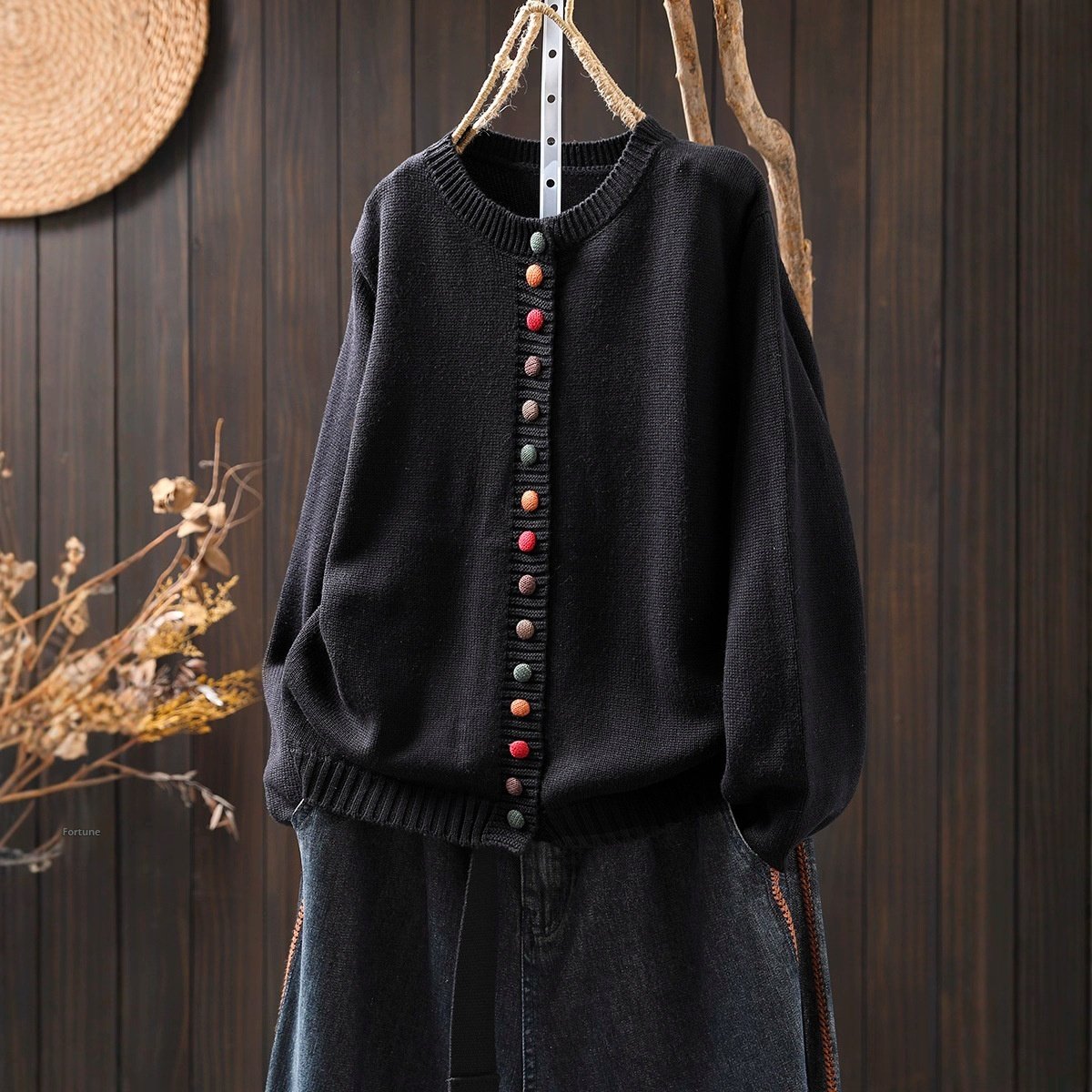 Women's Colorful Button Loose Knit Cardigan Sweater Coat