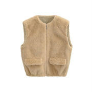 Stay Warm in Style with Faux Fur Zipper Vest