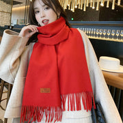 Black Orange Tassel Scarf Warm Gift for Women