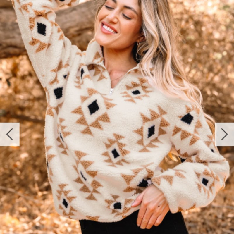 Cozy Printed Zip Collar Sweatshirt for Casual Wear