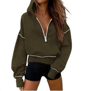 Casual Women's Half Zipper Short Sweater