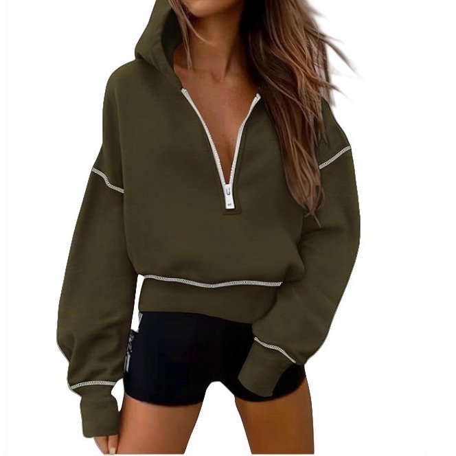 Casual Women's Half Zipper Short Sweater