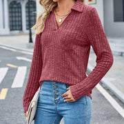Chic Solid Long-Sleeve Pocket Top for Women
