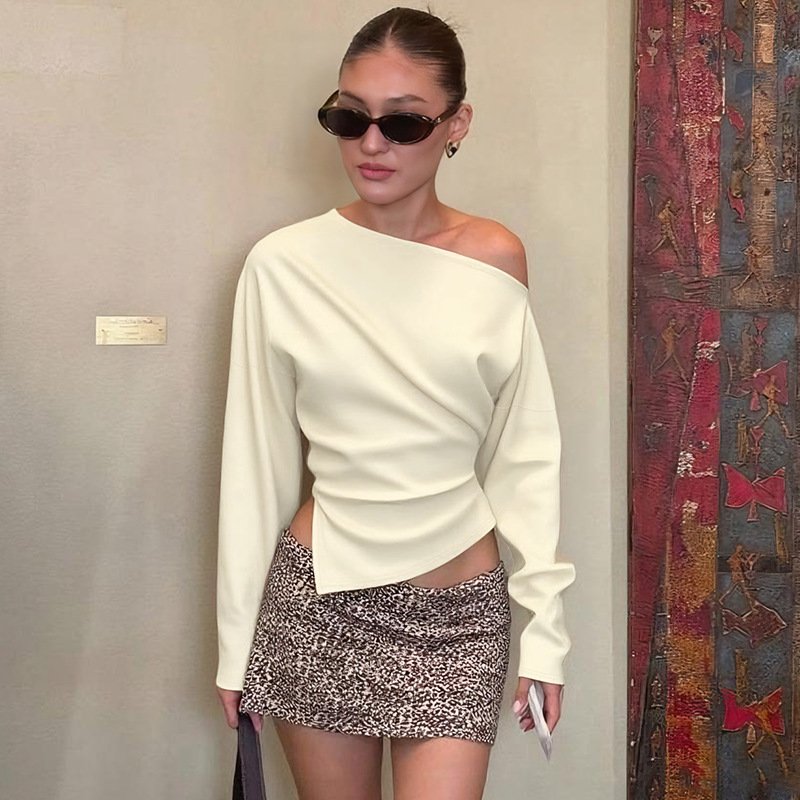 Women's Slim Fit Slit Long Sleeve Top