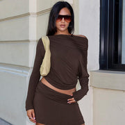 Women's Off-the-Shoulder Slim Pleated Top