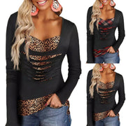 Chic Geometric Print Fake Two-Piece Long Sleeve T-Shirt
