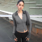 Women's Solid Color Slim Button Cardigan Top
