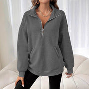 Cozy Long Sleeve Half Zipper Sweater for Women