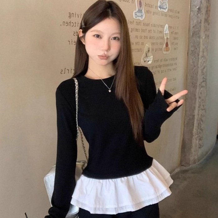 Chic Slim-Fit Long Sleeve Layered Bottoming Top