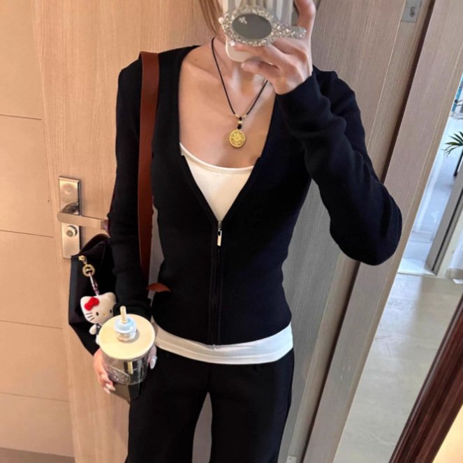 Chic Korean Long Sleeve Layered Slim Fit Top