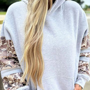 Plus Size Camo Patchwork Asymmetric Hoodie