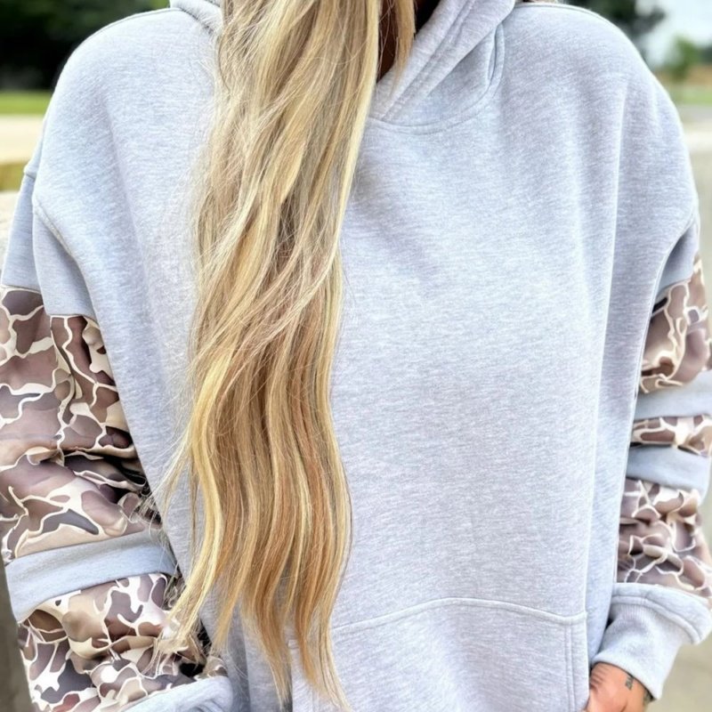 Plus Size Camo Patchwork Asymmetric Hoodie