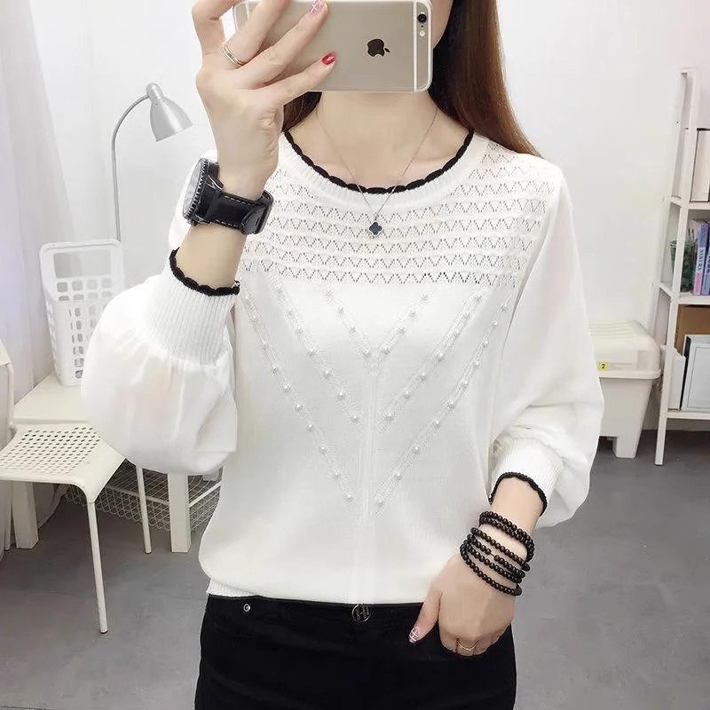 Chiffon Ice Silk Long Sleeve Knit Top