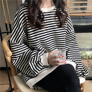 Oversized Striped Long Sleeve Pullover Shirt