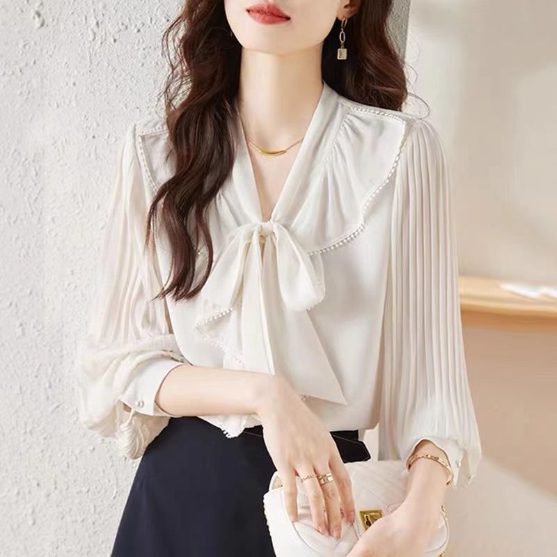 Chic Puff Sleeve Bow Top - Versatile Casual Blouse