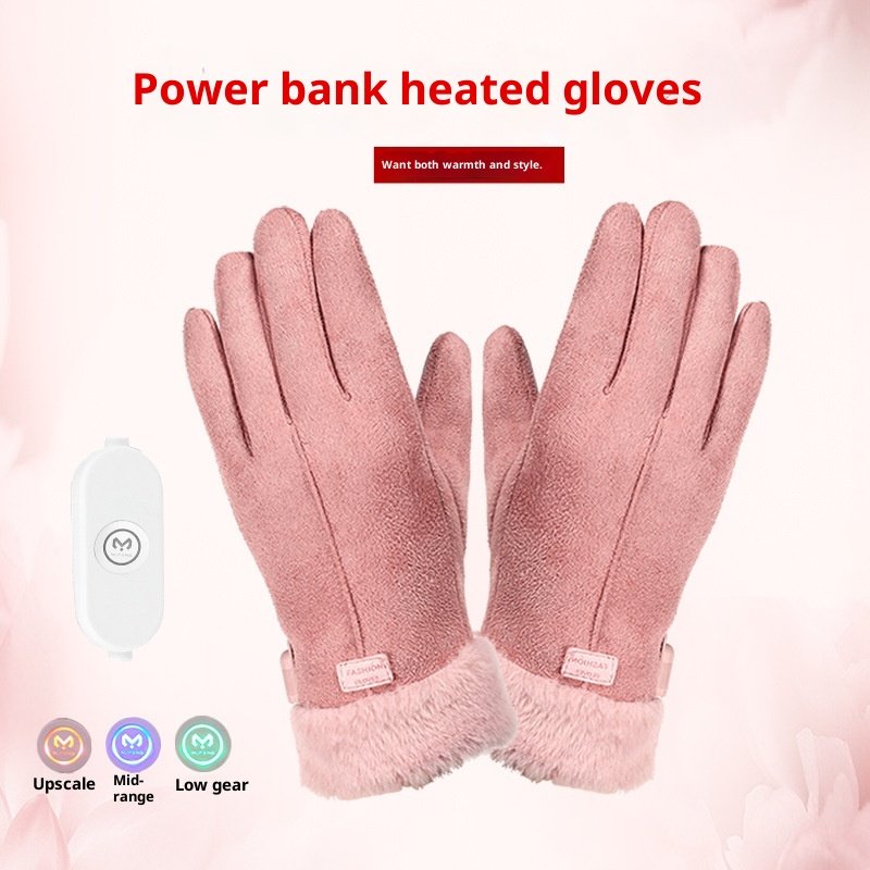 Warm Winter Finger Gloves Waterproof Heated Suede