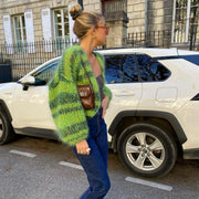 Striped Knit Long Sleeve Cardigan