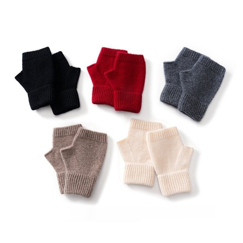 Warm Cashmere Fingerless Gloves for Women